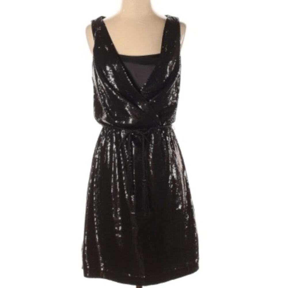 White House Black Market Sequin Sleeveless Dress Size 0 Black